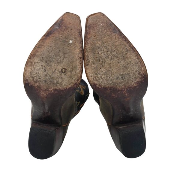 Heritage Boots Taupe Gray Orange Suede Leather Cowboy Western Boots Mens 10 CBC - Picture 5 of 16